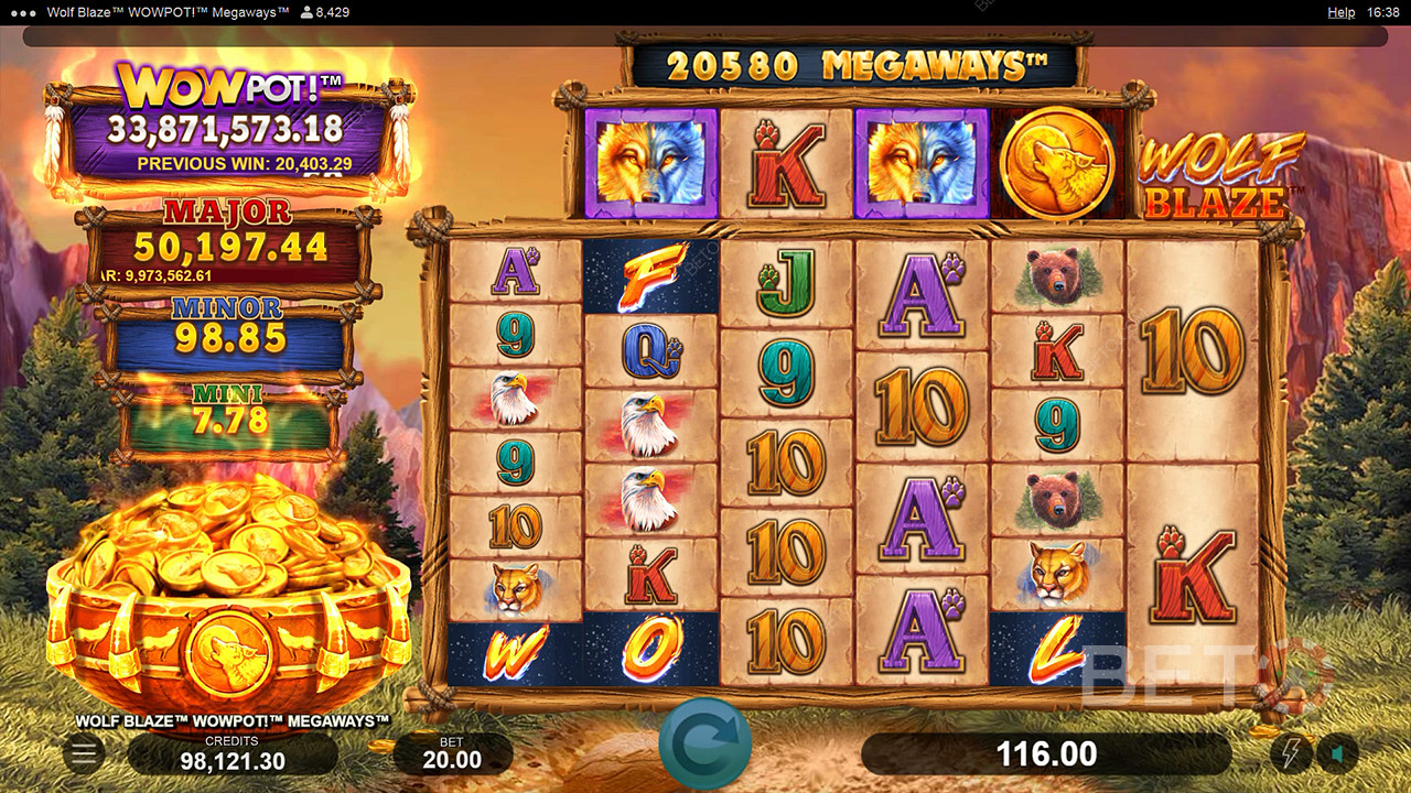 Wolf Blaze WOWPOT! Megaways 무료 플레이