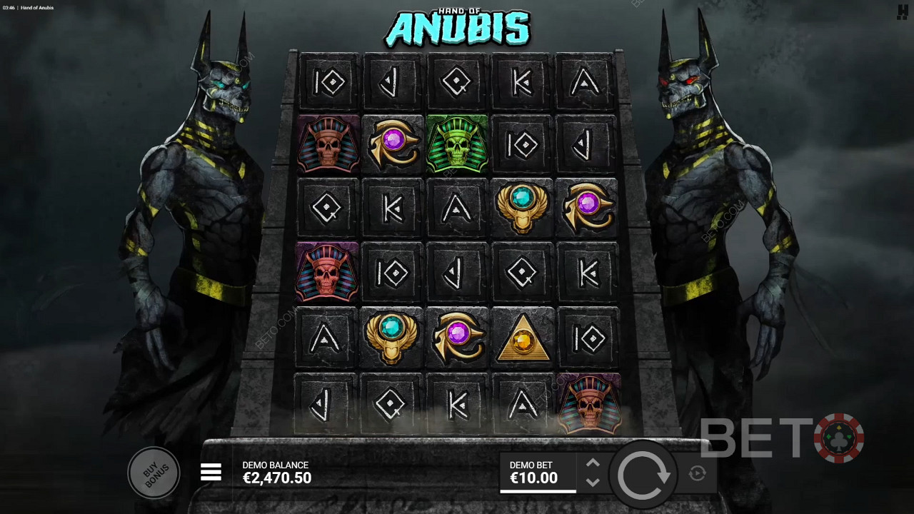 더 큰 레이아웃은 Hand of Anubis 온라인 슬롯에서 더 많은 승리를 거두는 데 도움이됩니다.