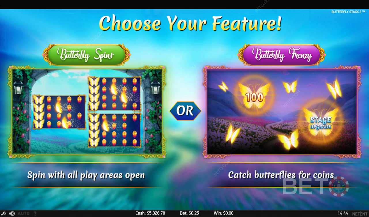 두 가지 놀라운 기능 게임 중에서 선택 - 나비 모드를 돌리거나 잡기