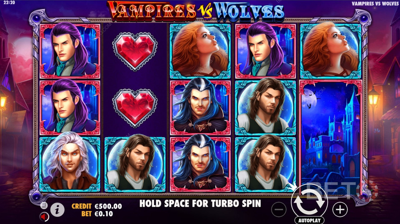 Vampires vs Wolves 의 5개 릴 3열 구조