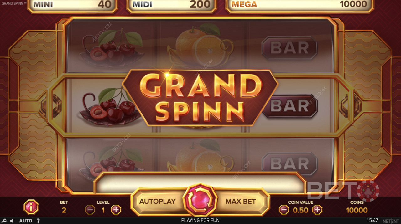 Grand Spinn Superpot 의 클래식 홈 화면