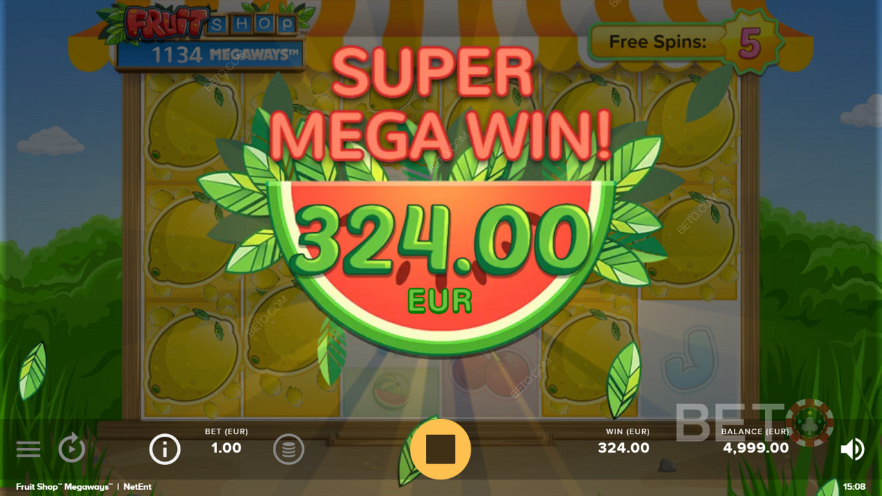 Fruit Shop Megaways 에서 인기 있는 Super Mega Win 달성