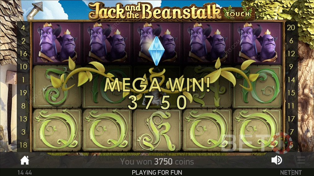 Jack and the Beanstalk 에서 수익성 있는 메가 승리 달성