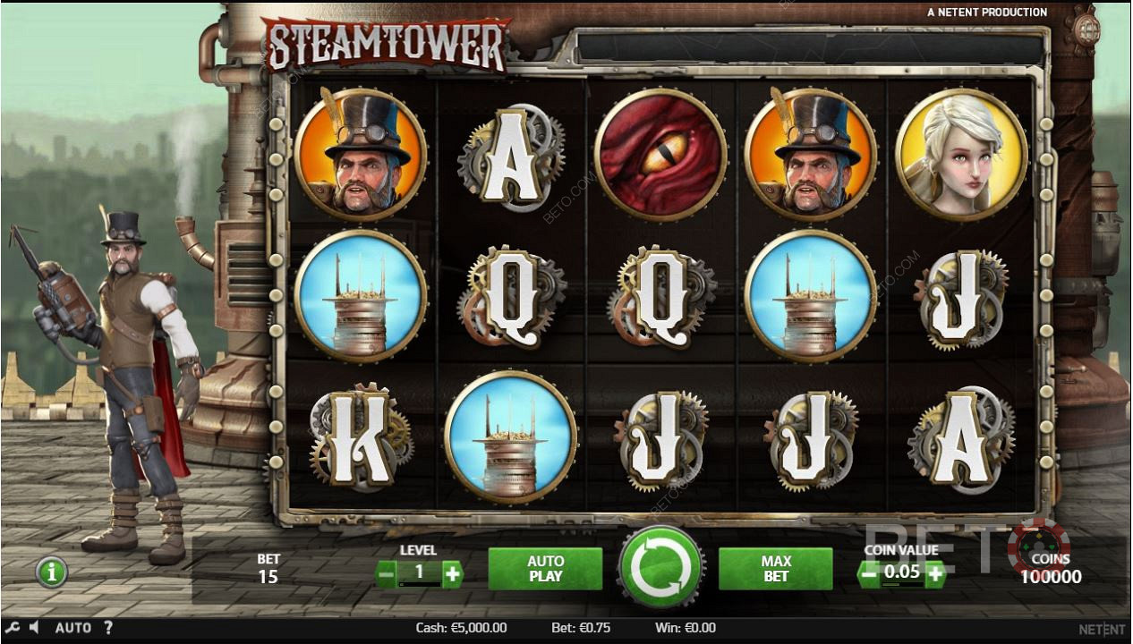 Steam Tower 온라인 슬롯의 게임 플레이