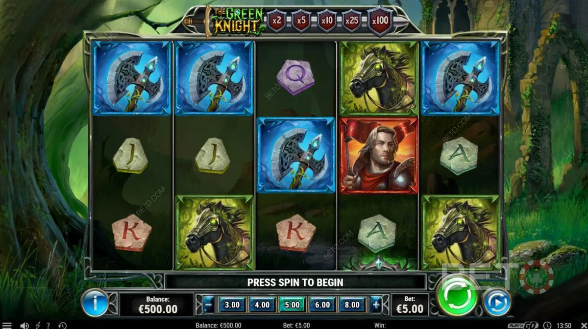 The Green Knight 비디오 슬롯의 샘플 게임 플레이