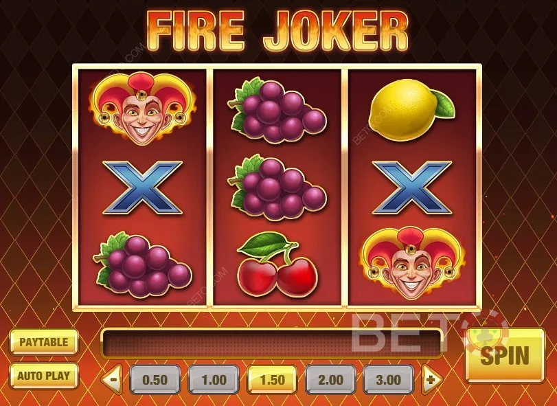 샘플 비디오 게임 플레이 - Fire Joker 에서 다양한 승리 조합 시작