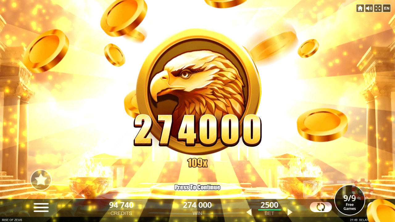 라이즈 오브 제우스 슬롯 온라인에서 베팅 금액의 10,000배를 획득하세요!