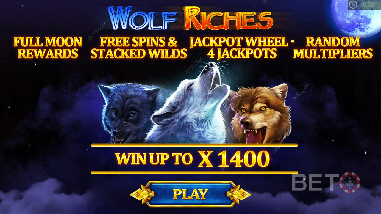 Wolf Riches 슬롯의 무료 스핀, 승수, 잭팟 및 Stacked Wilds