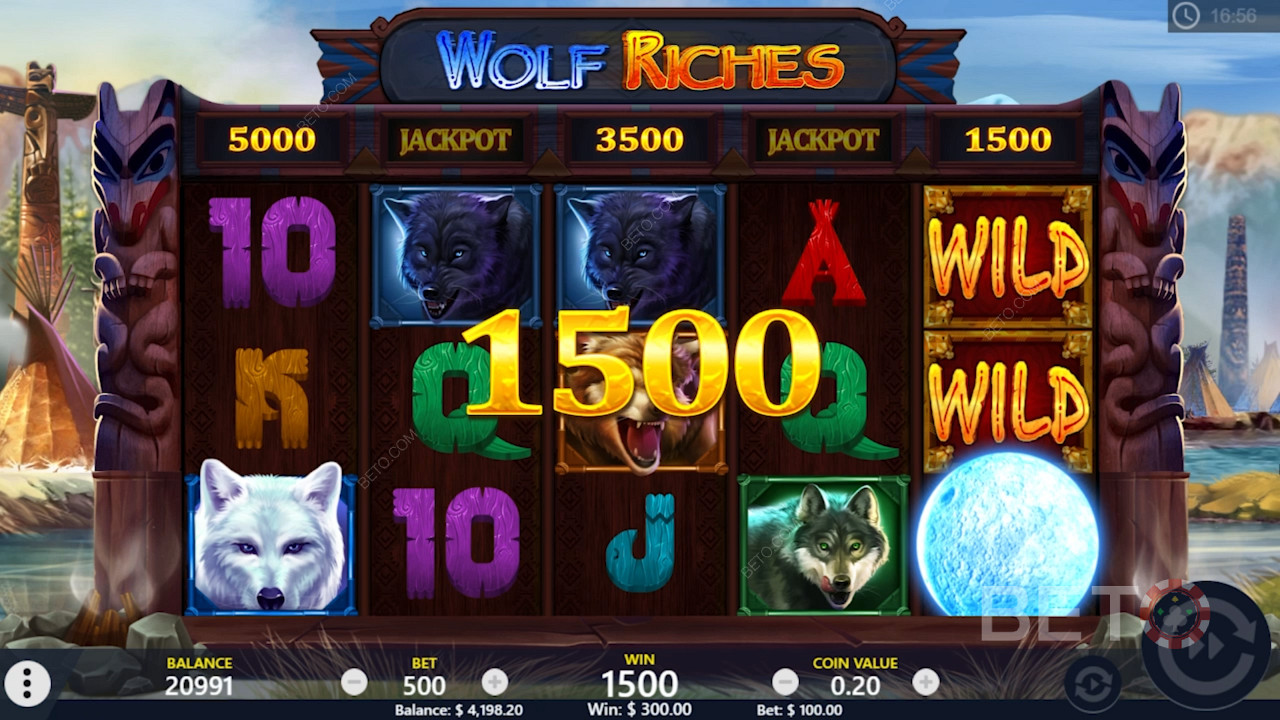 모험을 즐기는 슬롯 머신 Wolf Riches