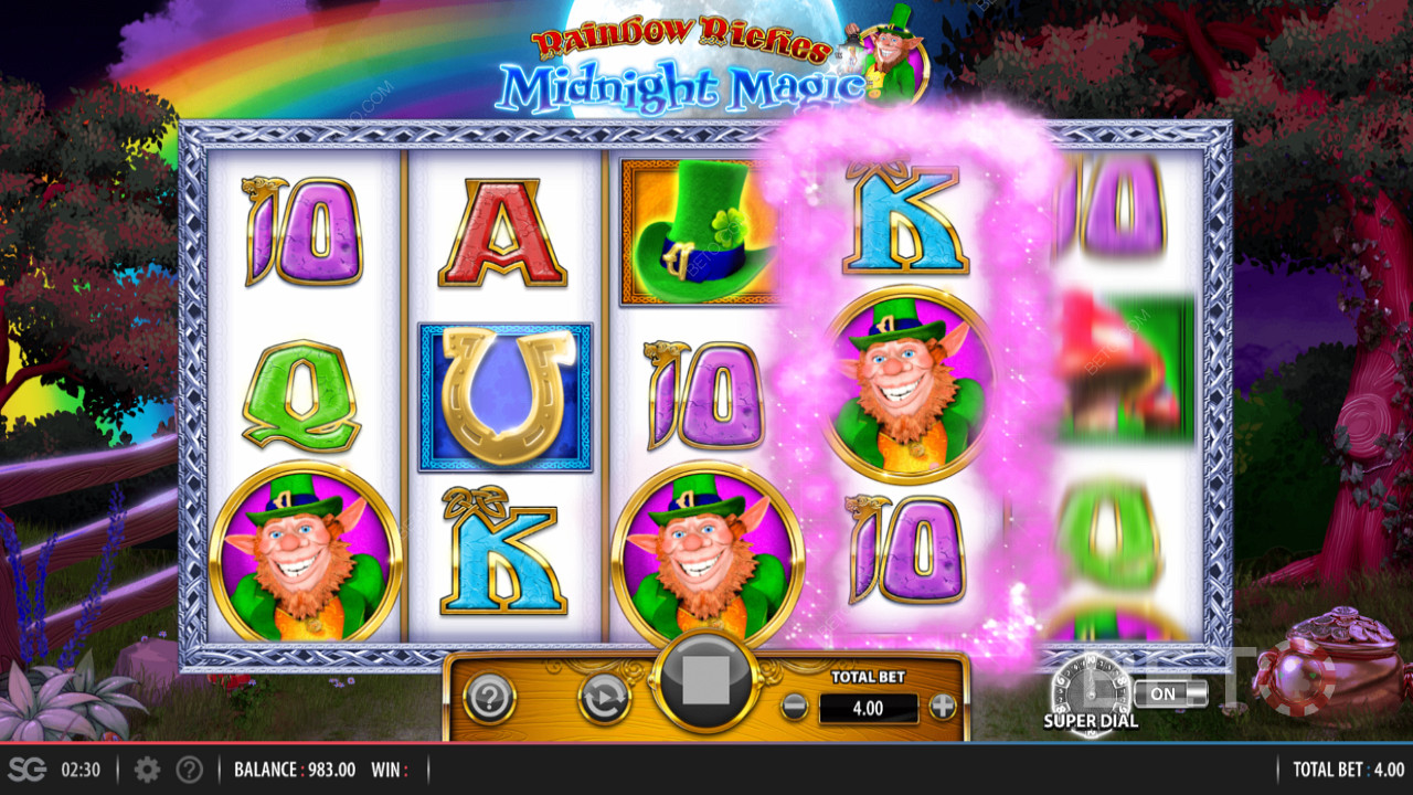 Super Dial 보너스가 포함된 Rainbow Riches Midnight Magic from Barcrest