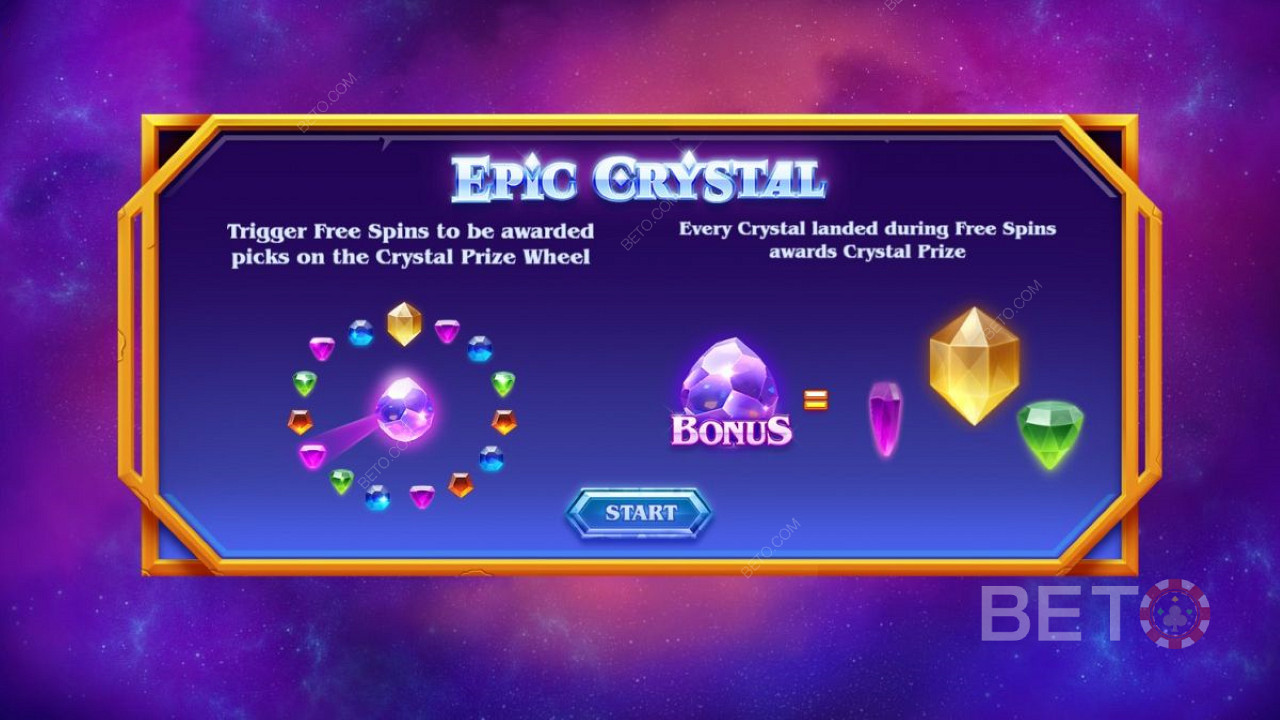 Epic Crystal 소개 화면 - 보너스 및 무료 스핀