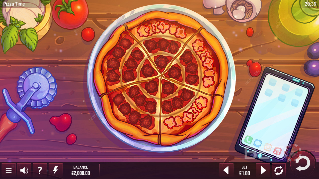 Pizza Time 의 원형 게임 그리드