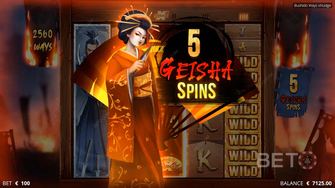 최대 12,288가지 방법으로 승리할 수 있으며 Geisha wild는 승수를 높일 수 있도록 도와줍니다.