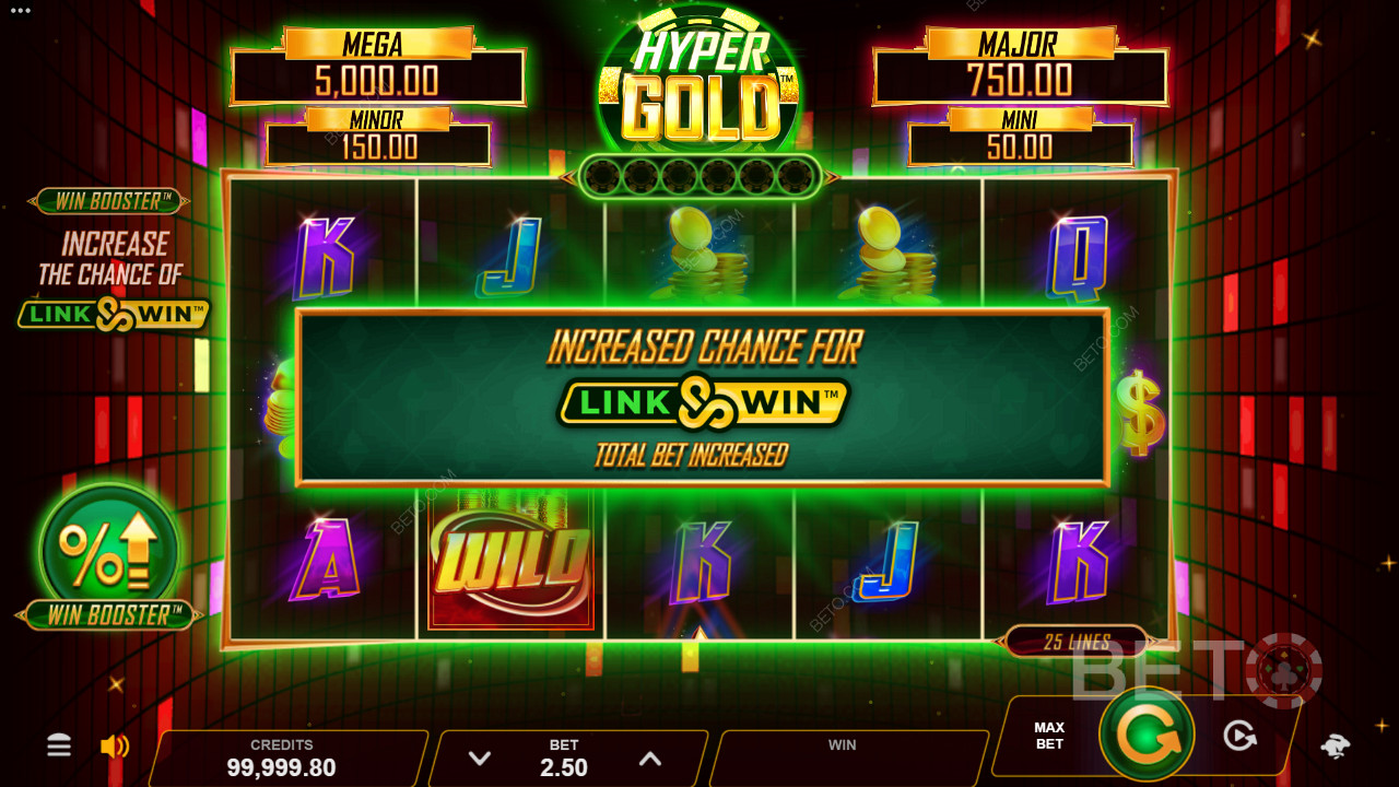 Hyper Gold 는 당신을 흥분시키는 Win Booster 및 Link & Win Bonus 기능을 제공합니다.