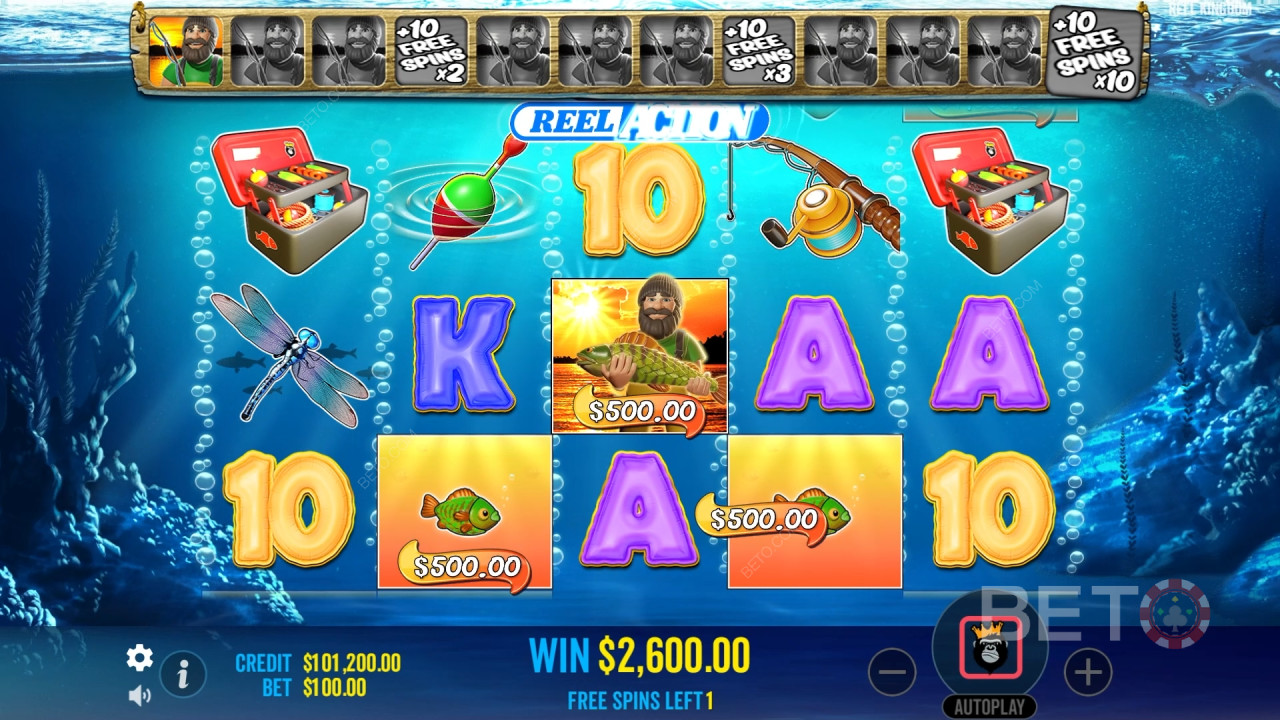 Big Bass Bonanza 릴 액션에 설명된 보너스 기능은 다음과 같습니다. Reel Kingdom