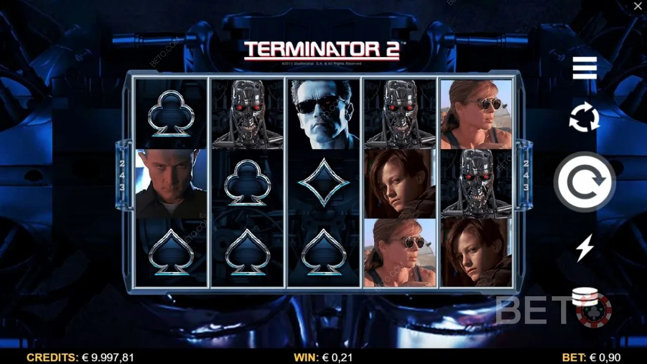 Terminator 2 비디오 슬롯의 게임 플레이