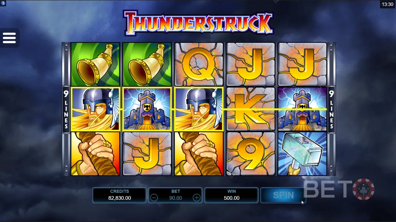 Thunderstruck 의 샘플 게임 플레이