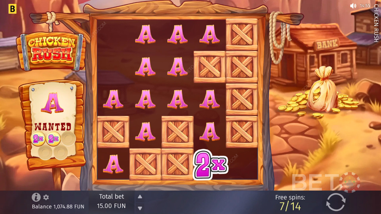 치킨 러쉬의 보너스 기능에 대한 설명은 다음과 같습니다. BGAMING