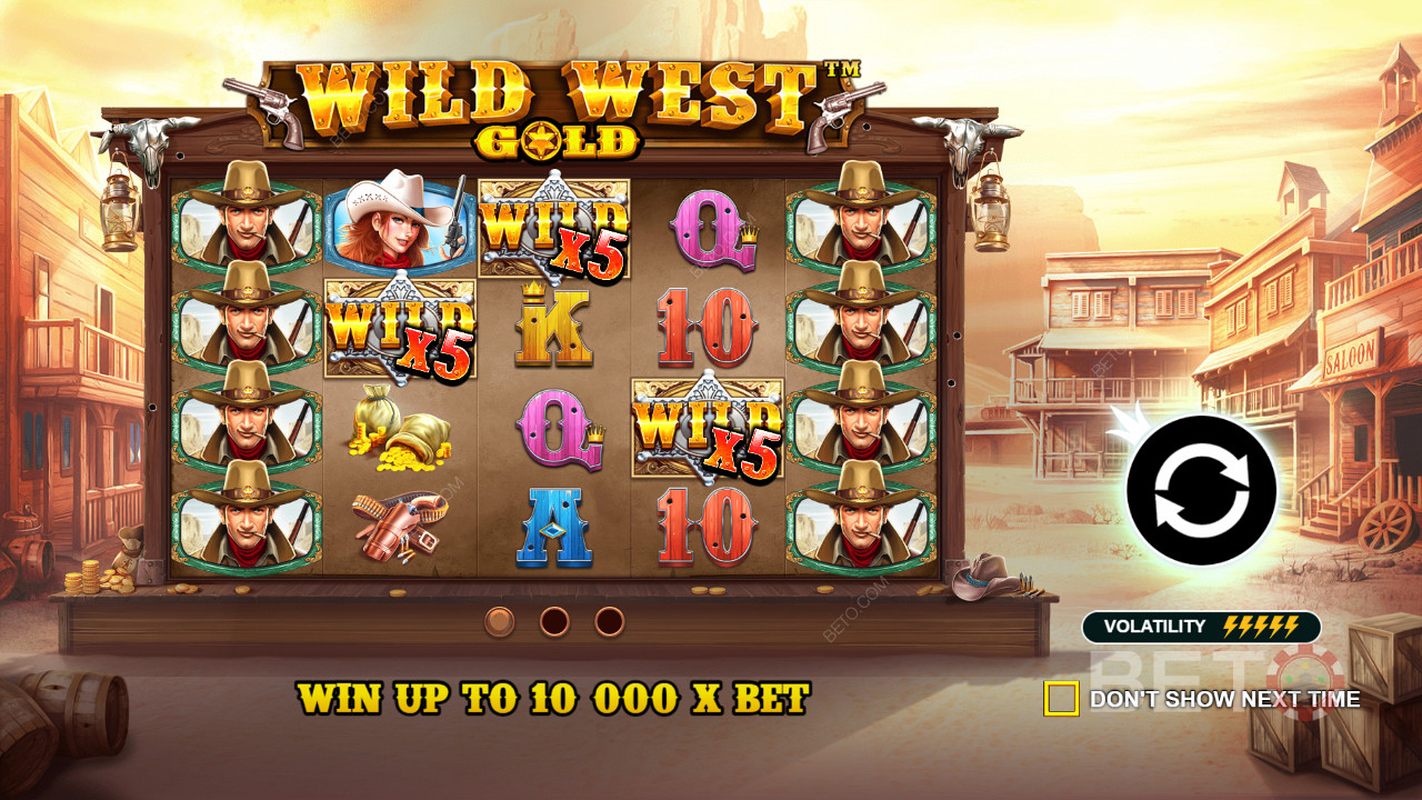 Wild West Gold 에서 보상을 받는 Wild 기호는 지불금을 받는 데 도움이 됩니다.