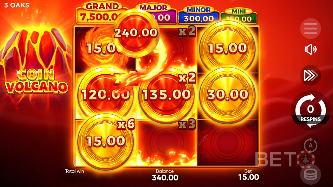 3 Oaks Gaming의 코인 볼케이노 플레이 방법