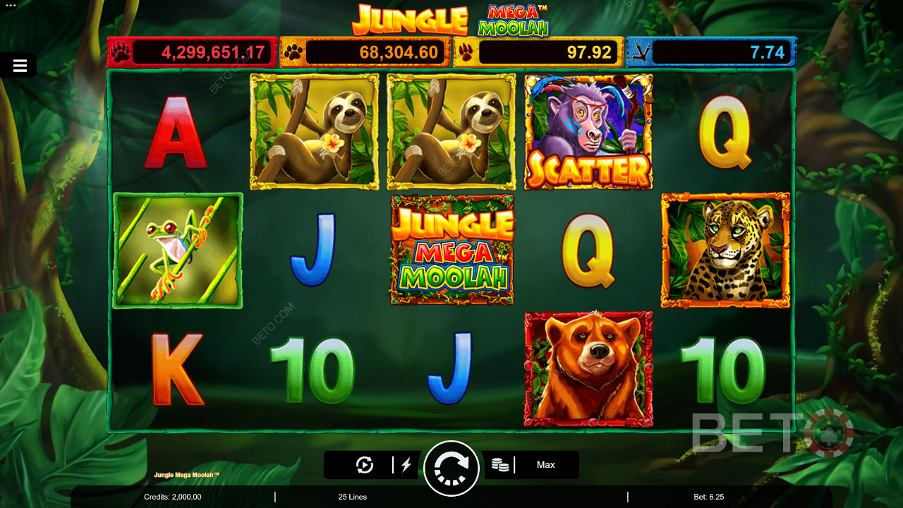 Jungle Mega Moolah 슬롯에서 Multiplier Wilds, F 스핀 및 4개의 프로그레시브 잭팟을 E 세요