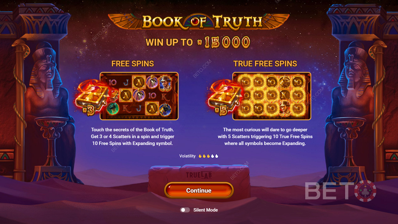 Book of Truth 슬롯의 무료 스핀 및 트루 스핀