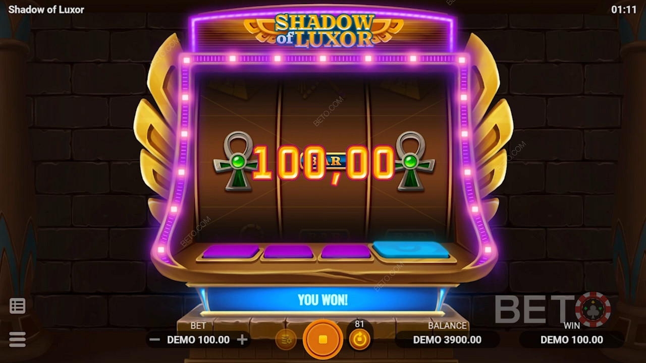 Shadow of Luxor 게임을 플레이하면 고대의 재물로 풍성한 보상을 받을 수 있습니다.
