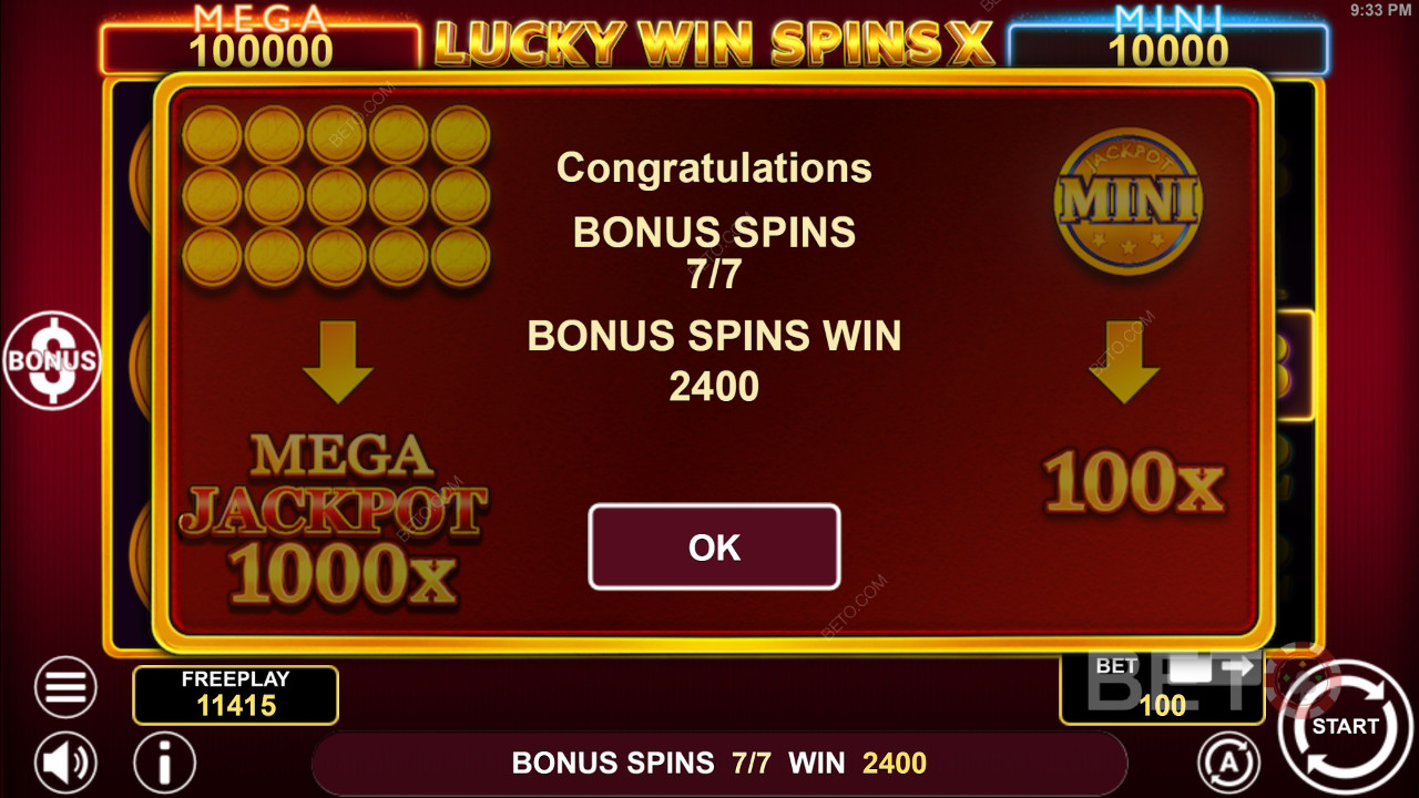 1spin4win의 럭키 윈 스핀즈 X에서 설명하는 보너스 기능