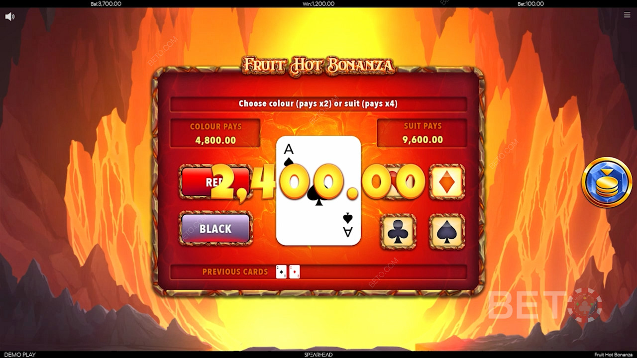 Fruit Hot Bonanza 에서 도박 기능을 사용해 보세요.