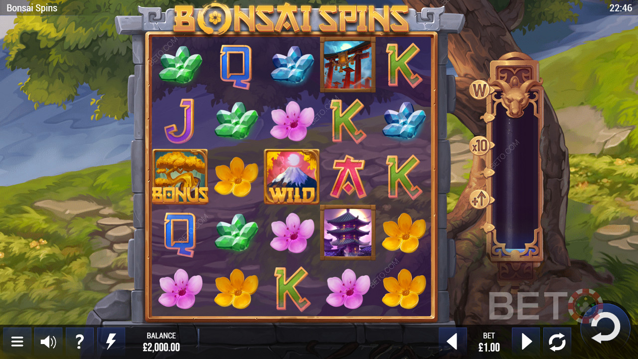 Epic Industries 에서 개발한 숲 테마 Bonsai Spins 게임
