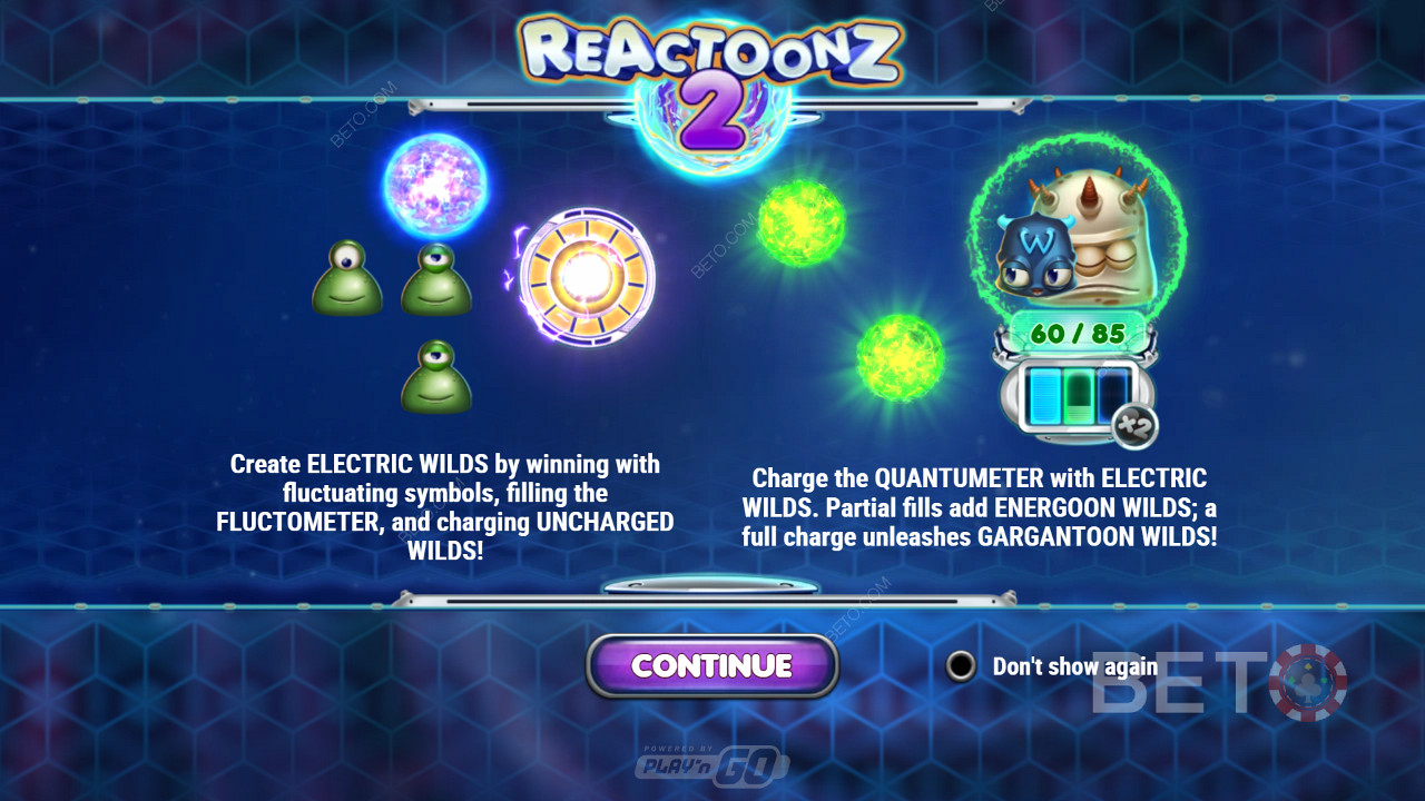 강력한 Wilds 및 기능으로 인해 연속으로 여러 승리를 즐기십시오 - Play n GO의 Reactoonz 2