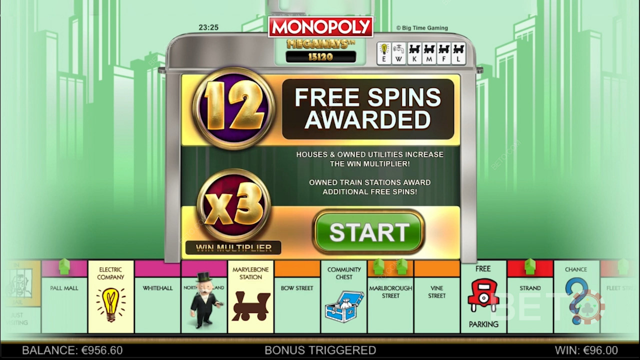 무료 스핀 기능 및 기타 부스터 기능 Monopoly Megaways