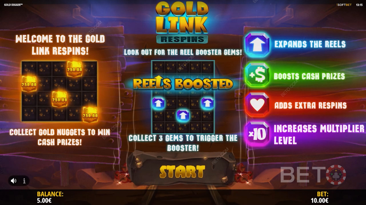 게임 플레이 정보를 보여주는 Gold Digger 의 소개 화면