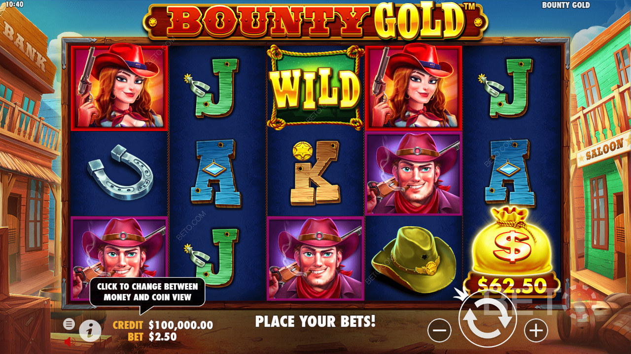 Bounty Gold 는 25개의 페이라인을 생성합니다.