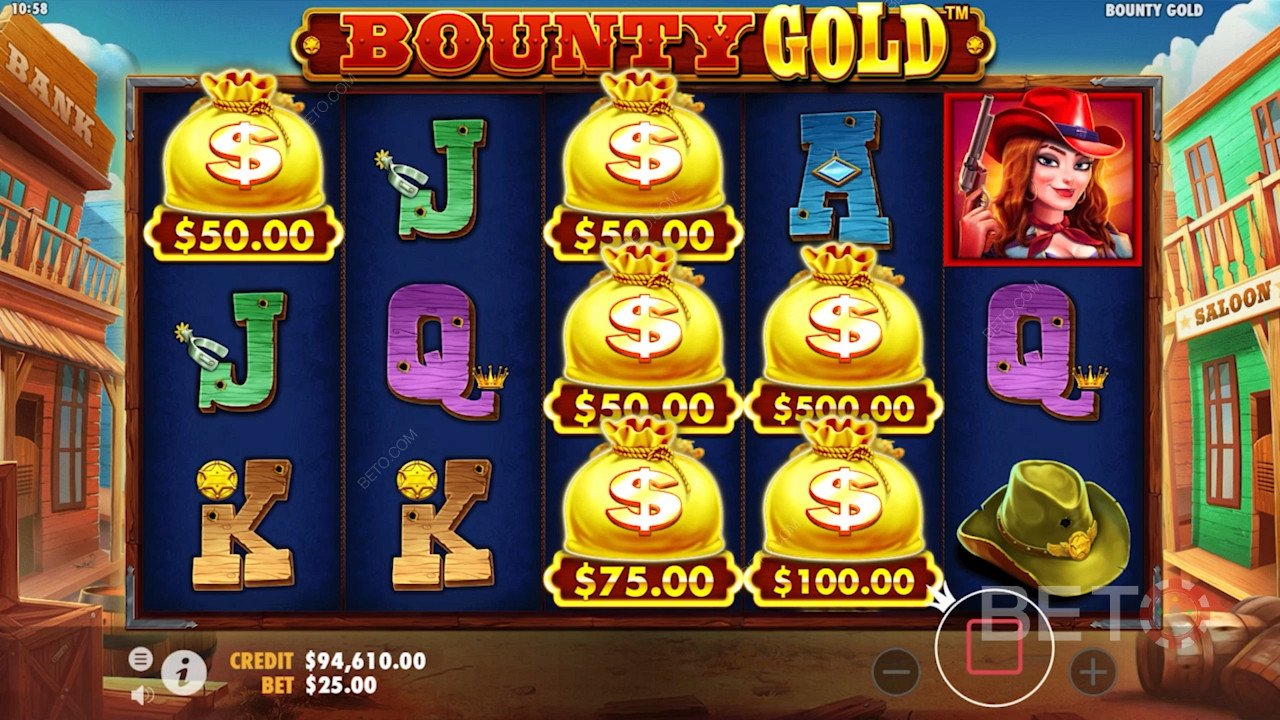 Bounty Gold 의 그리드에 있는 돈 가방 기호