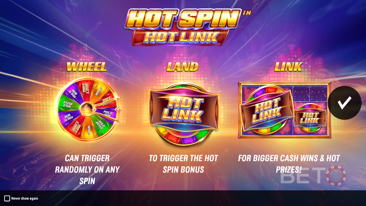 부스터에 대한 세부 정보가 포함된 Hot Spin Hot Link 의 소개 화면