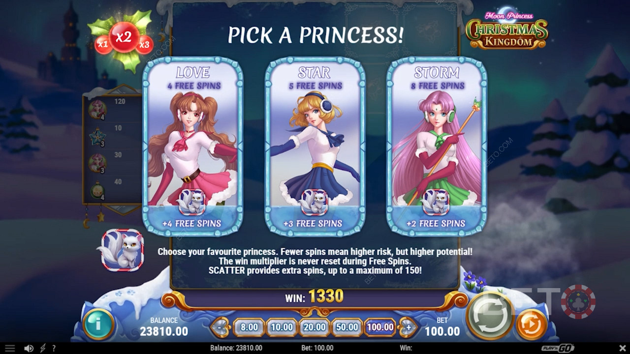 Moon Princess Christmas Kingdom에서 특별 무료 스핀 라운드