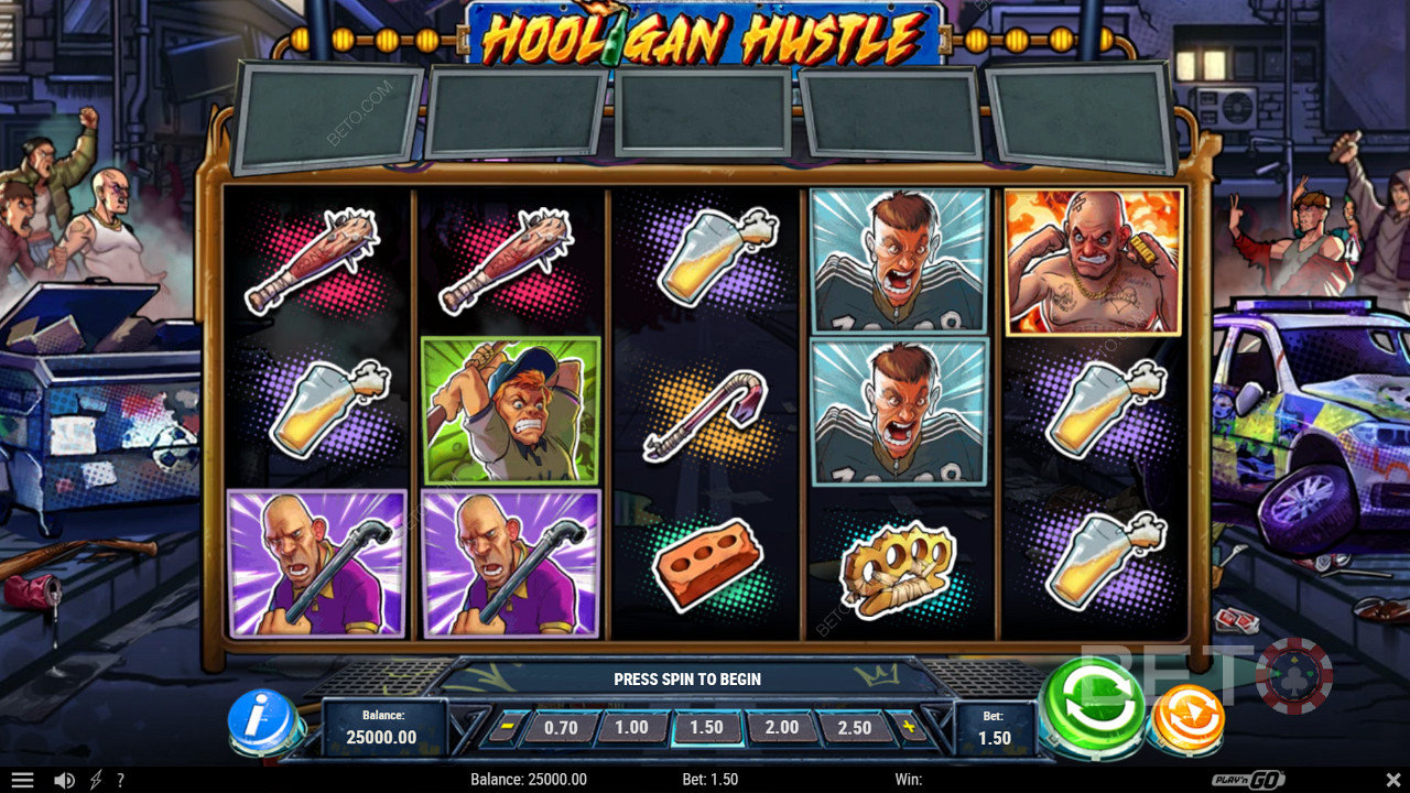 Hooligan Hustle 슬롯의 Free Spins 기능과 같은 몇 가지 강력한 기능을 즐기십시오.