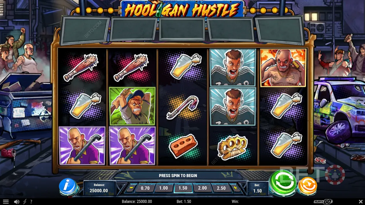Hooligan Hustle 슬롯의 게임 플레이