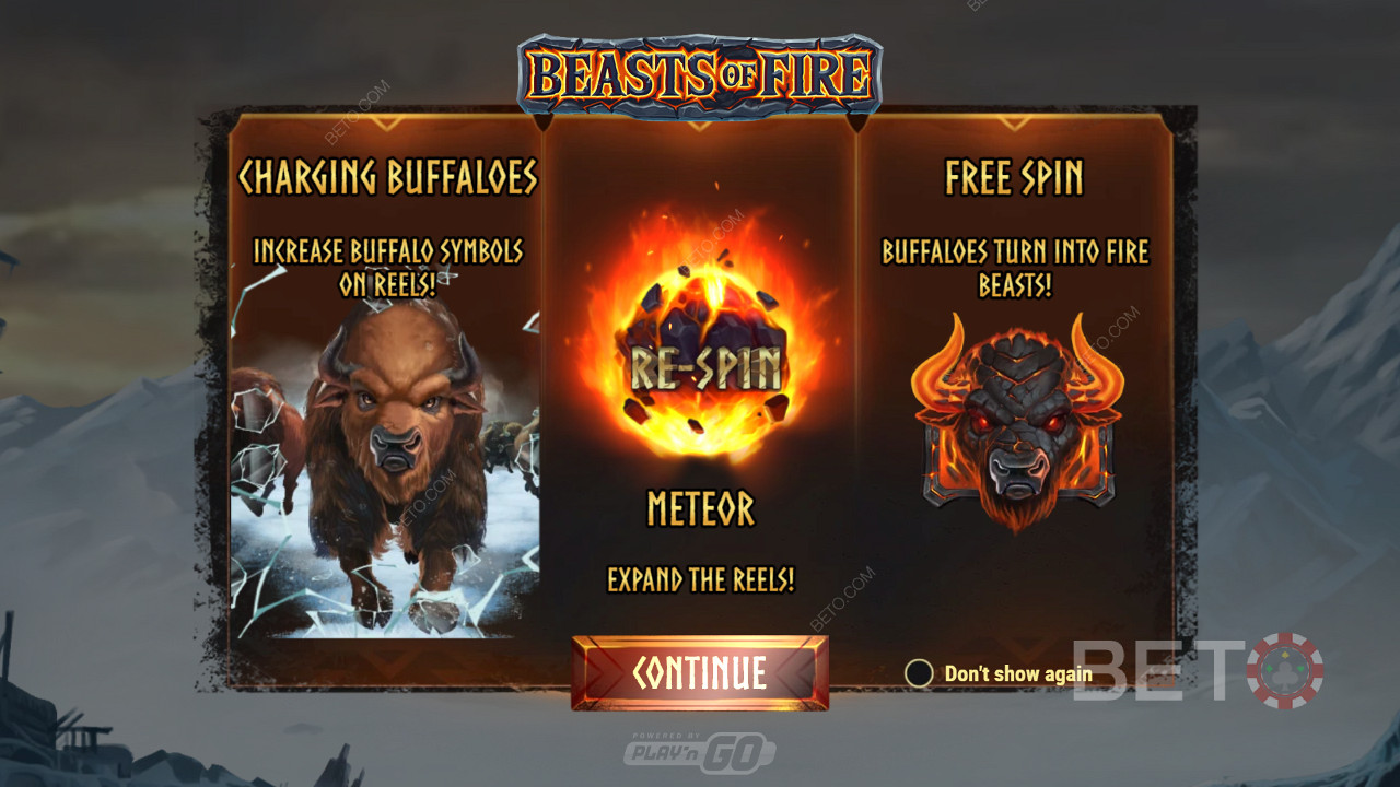 게임 플레이에 관한 정보를 보여주는 Beasts of Fire의 소개 화면