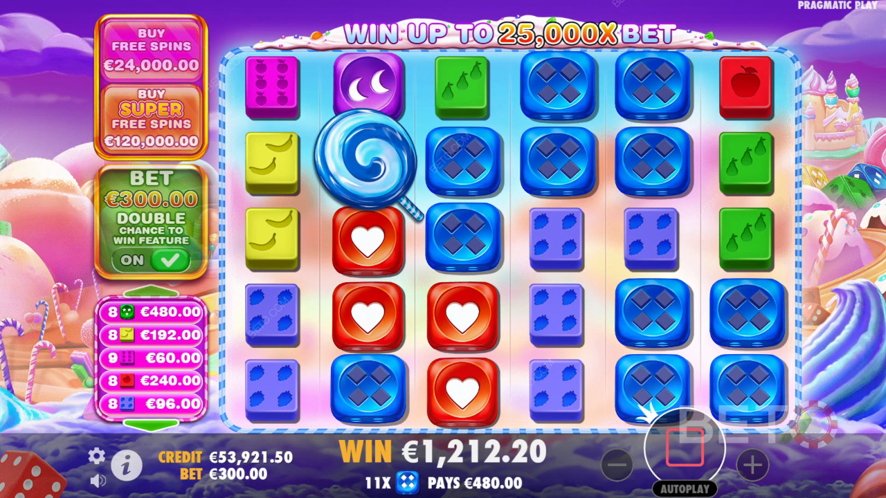 게임 방법 Pragmatic Play 의 Sweet Bonanza 1000 주사위