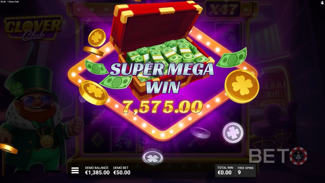 클로버 클럽 슬롯에서 베팅한 금액의 12,000배를 획득하세요!