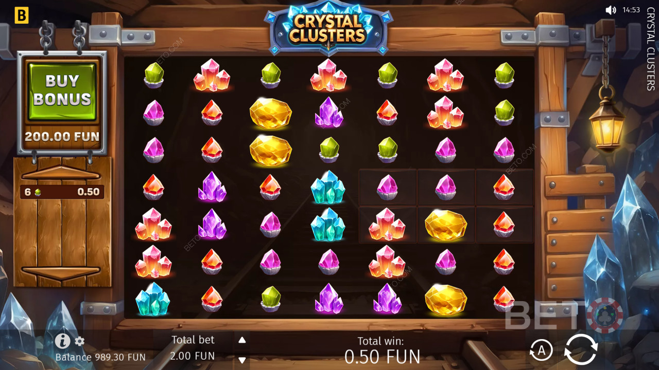 BGaming의 ‘Crystal Clusters’에 수록된 보너스 기능 해설