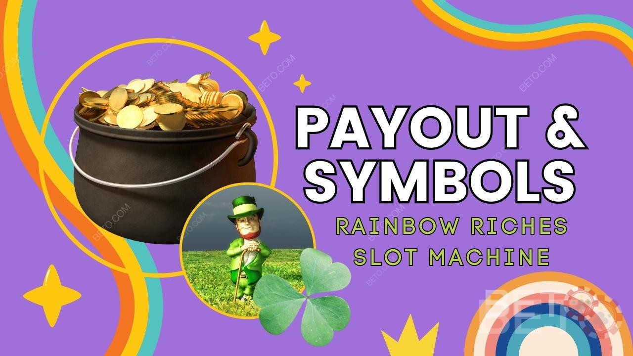 Rainbow Riches 게임의 지급금 및 기호 설명